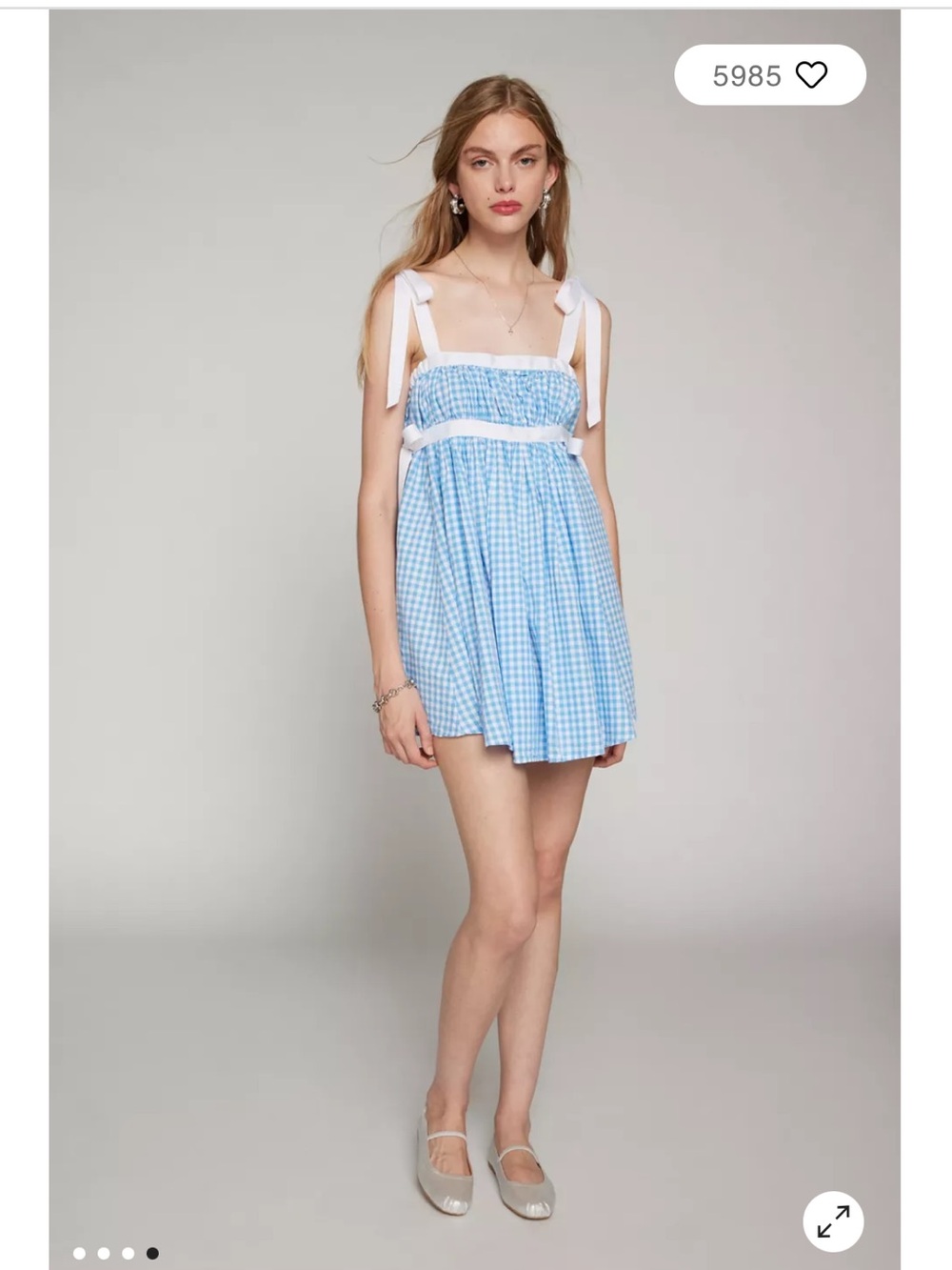Kimchi Blue Georgie Babydoll Blue Gingham Mini Dress